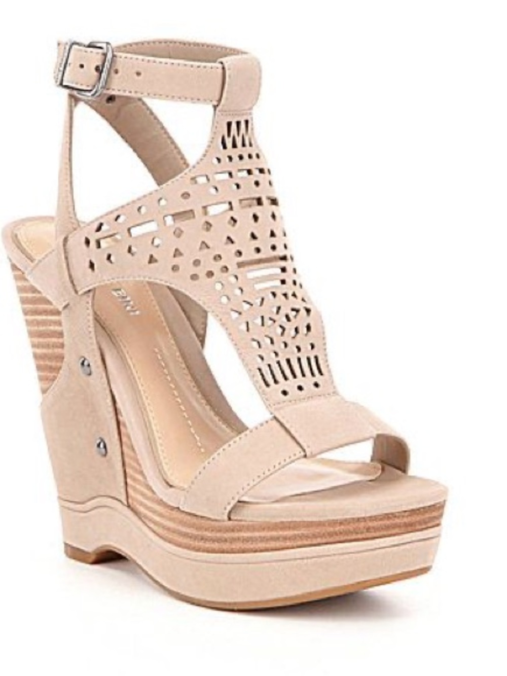 Pre-Loved Giani Bini Ankle-Strap Nude Cutout Platform Wedge Sandals
